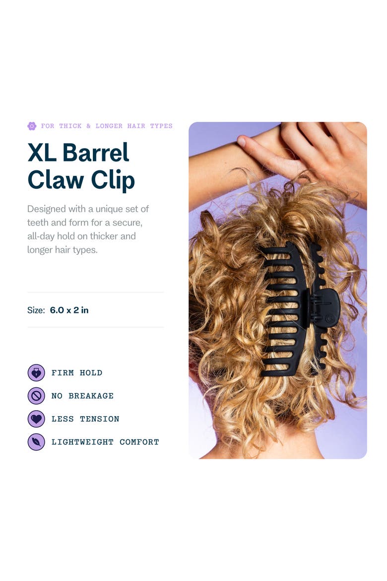 XL Barrel Claw Clip for Thick Hair, Alternate, color, Black