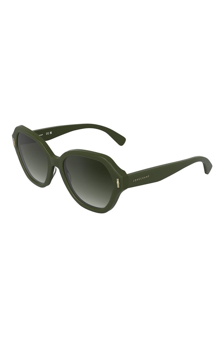 Roseau 56mm Gradient Modified Rectangular Sunglasses, Alternate, color, KHAKI