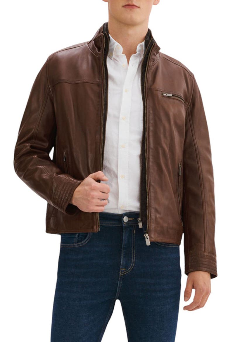 Lambskin Leather Jacket, Main, color, BROWN