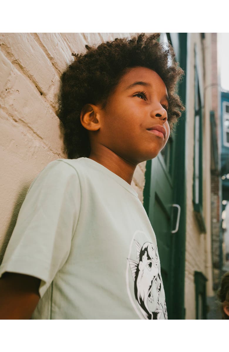 Deux par Deux Organic Cotton Jersey Fish T-Shirt, Alternate, color, Sage