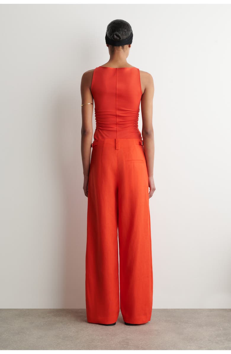 COS Buckle-detail Linen Balloon-leg Trousers, Alternate, color, Orange