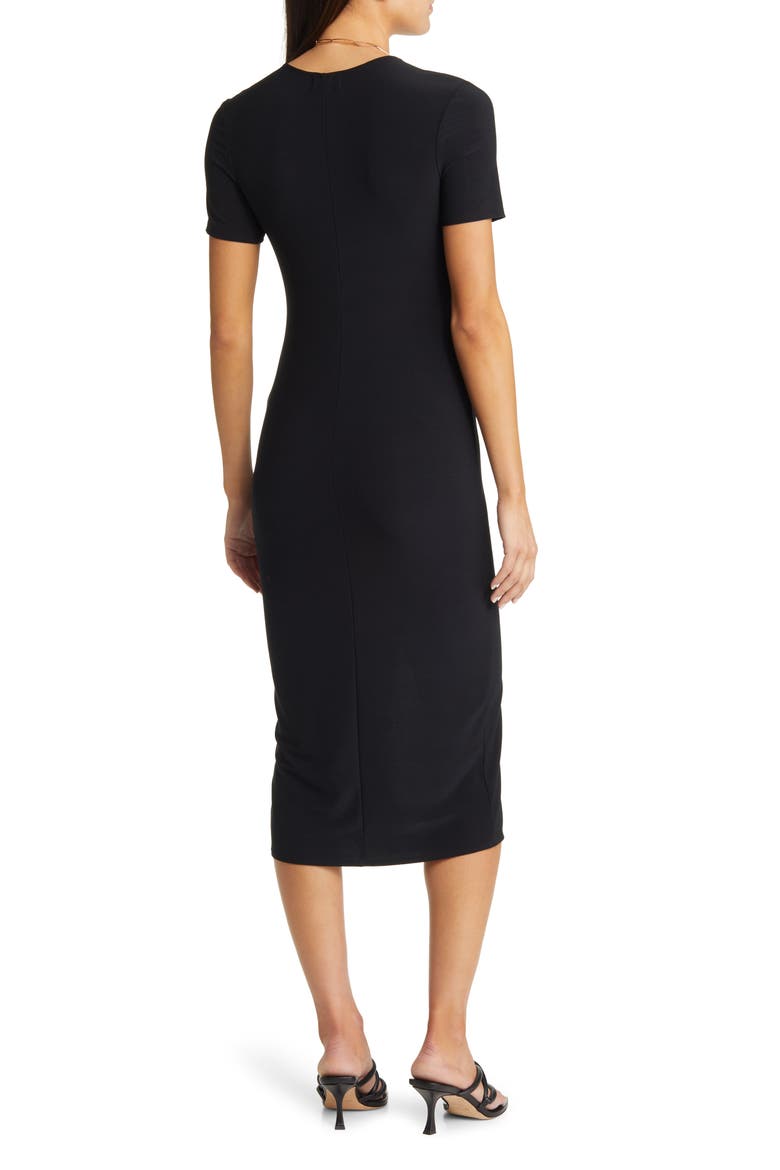 Knit Midi Dress, Alternate, color, BLACK