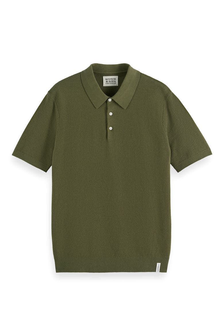 Structured Knit Cotton Polo, Alternate, color, OLIVE NIGHT
