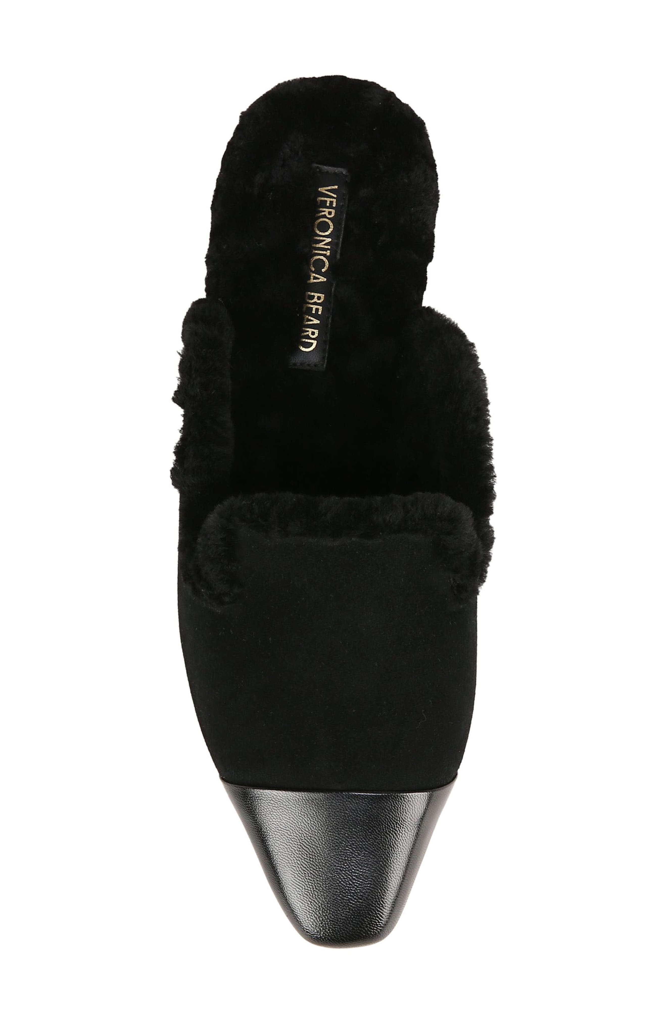 Veronica Beard Cecile Genuine Shearling Mule, Alternate, color, Black/ Black