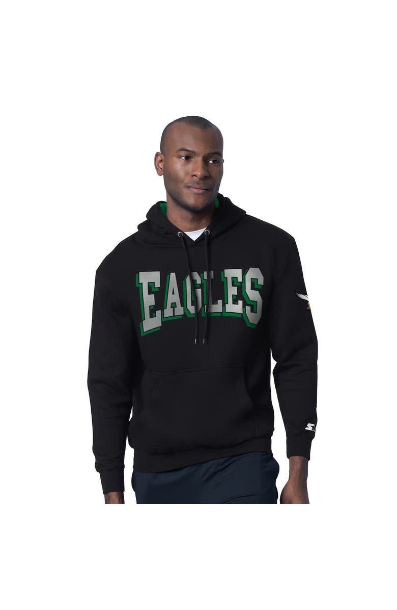 STARTER Men's Starter Black Philadelphia Eagles Thursday Night Gridiron Hoodie with Vintage Logo, Alternate, color, Black