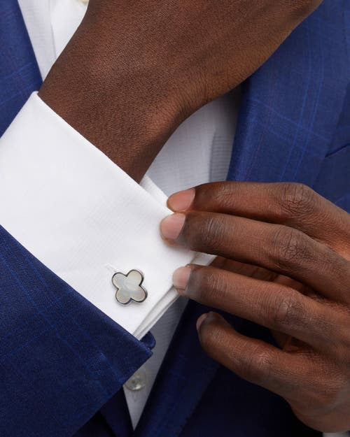 Jan Leslie Four Leaf Clover Sterling Silver Cufflinks In White