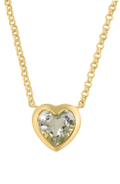 Green Amethyst Heart Pendant Necklace