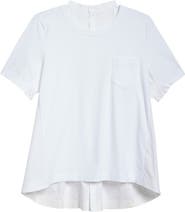 Sacai Mixed Media Poplin & Jersey Top