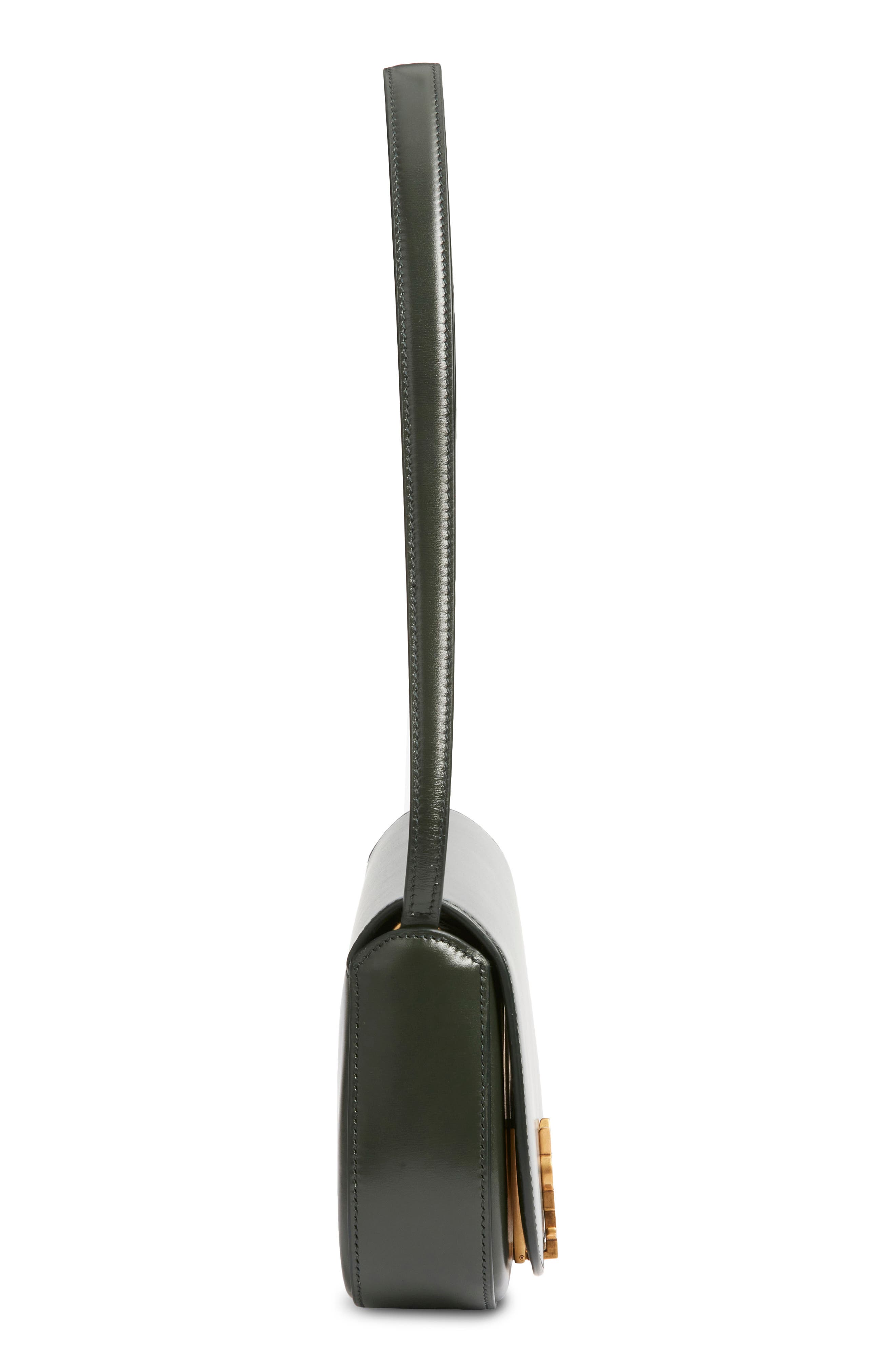 Saint Laurent Mini Voltaire Leather Shoulder Bag, Alternate, color, Vert Fonce