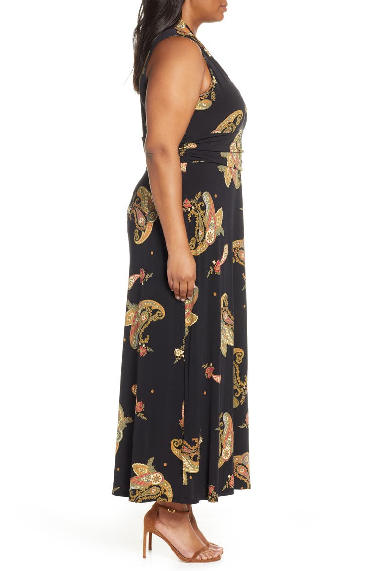 Paisley Spice Maxi Dress, Alternate, color, RICH BLACK