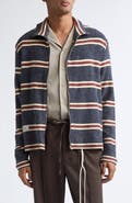 SONG FOR THE MUTE Striped Zip Up Funnel Neck Jacket