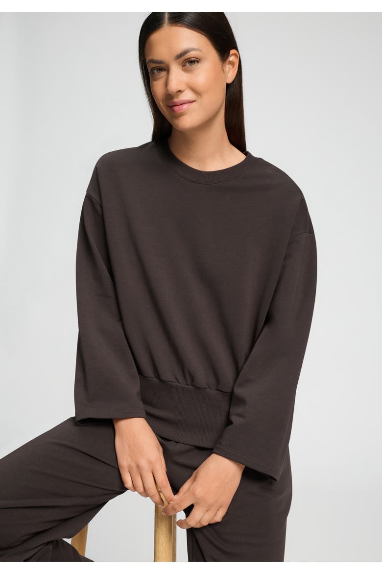 Natural Living Cotton Blend French Terry Sweatshirt, Alternate, color, Dark Mocha