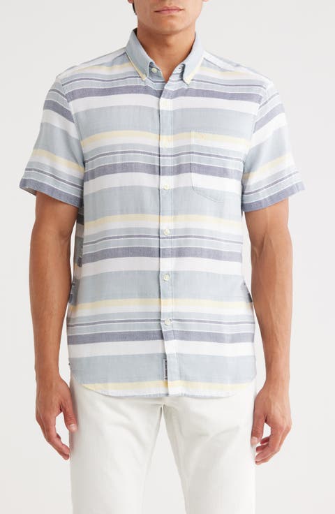 Short Sleeve Stretch Dobby Button-Up Shirt