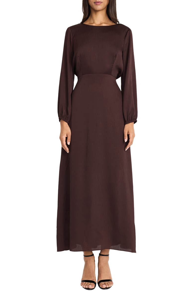 DONNA MORGAN FOR MAGGY Long Sleeve Tie Back Maxi Dress, Main, color, 