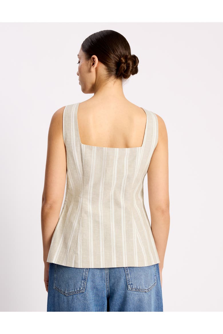 Square Neck Stripe Button Top, Alternate, color, Cream