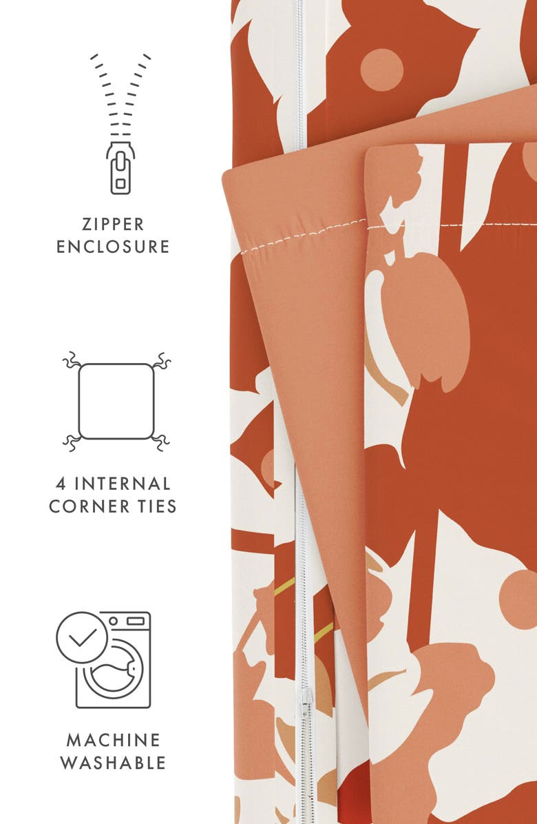 HOMESPUN Premium Ultra Soft Boho Flower 3-Piece Reversible Duvet Cover Set, Alternate, color, Clay