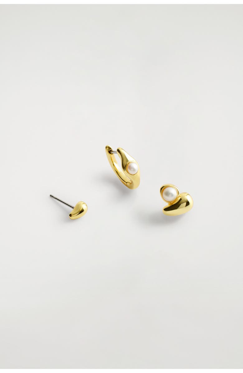 COS 3-Pack Mismatched Teardrop Earrings, Alternate, color, Gold