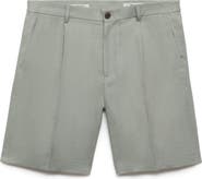 MANGO Pleated Linen Bermuda Shorts