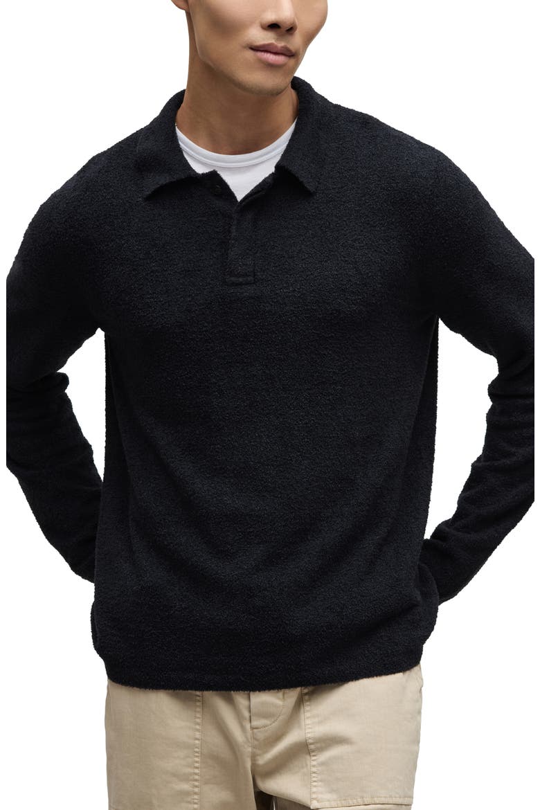 CozyChic® Lite Long Sleeve Polo Shirt, Alternate, color, BLACK