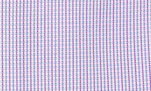 David Donahue Slim Fit Dobby Check Cotton Dress Shirt In Purple