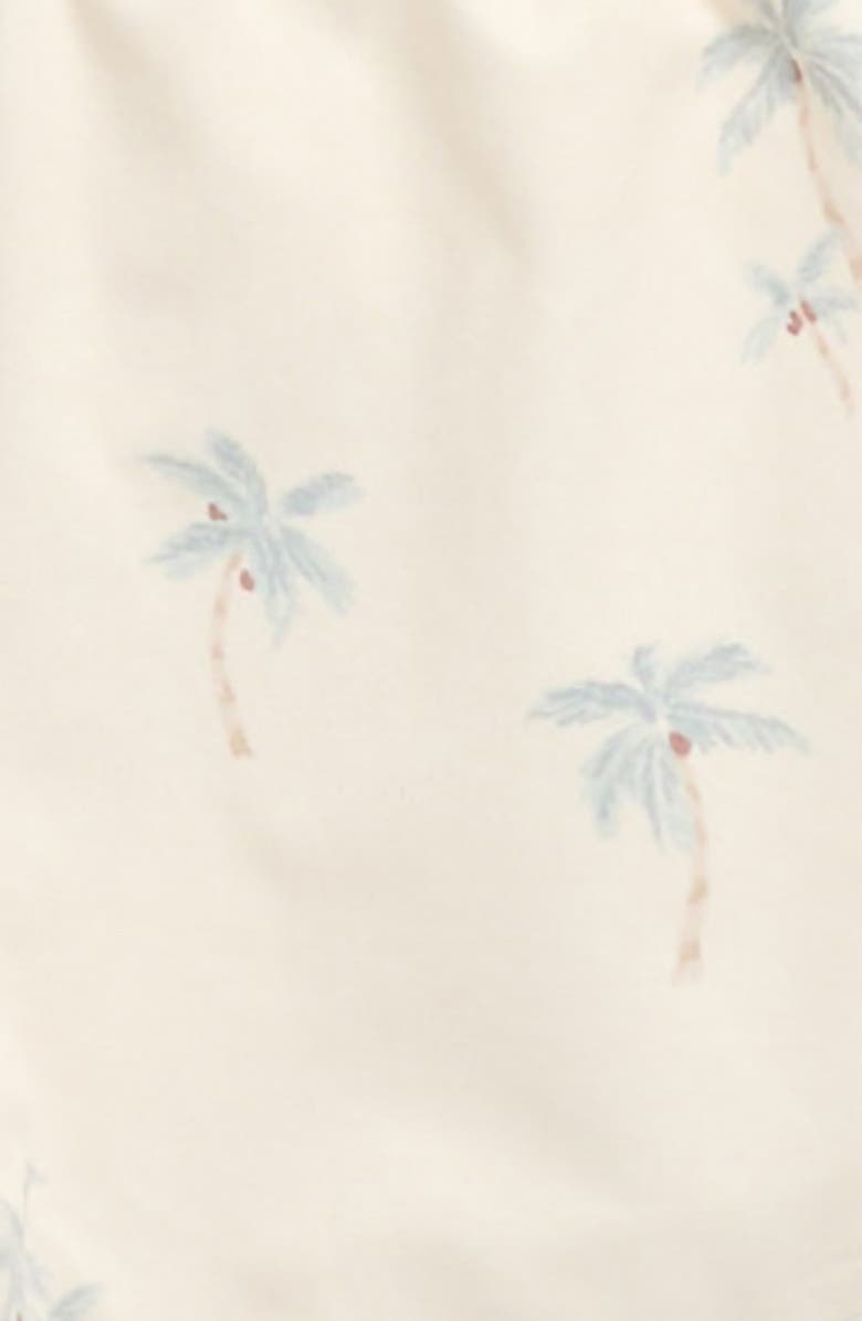 Rylee + Cru Palm Print Swim Trunks, Alternate, color, Natural