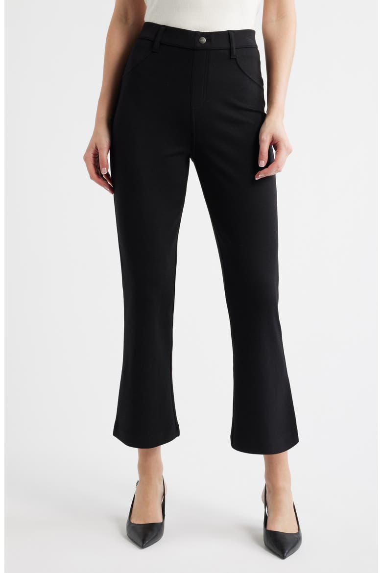 Double Soft Jersey Pull-On Kick Flare Pants, Main, color, BLACK