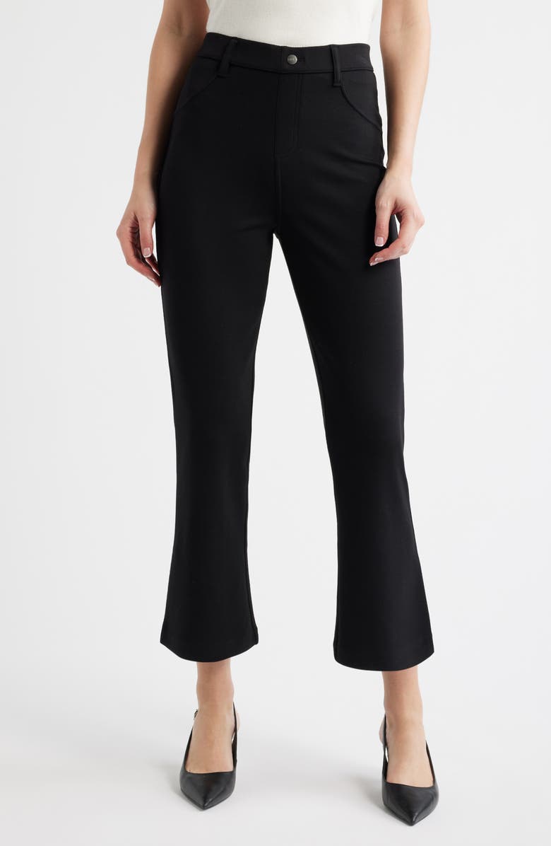 Hue Double Soft Jersey Pull-On Kick Flare Pants, Main, color, Black