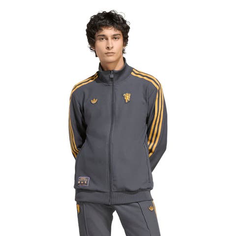Men's adidas  Gray Manchester United Terrace Icons Full-Zip Track Jacket