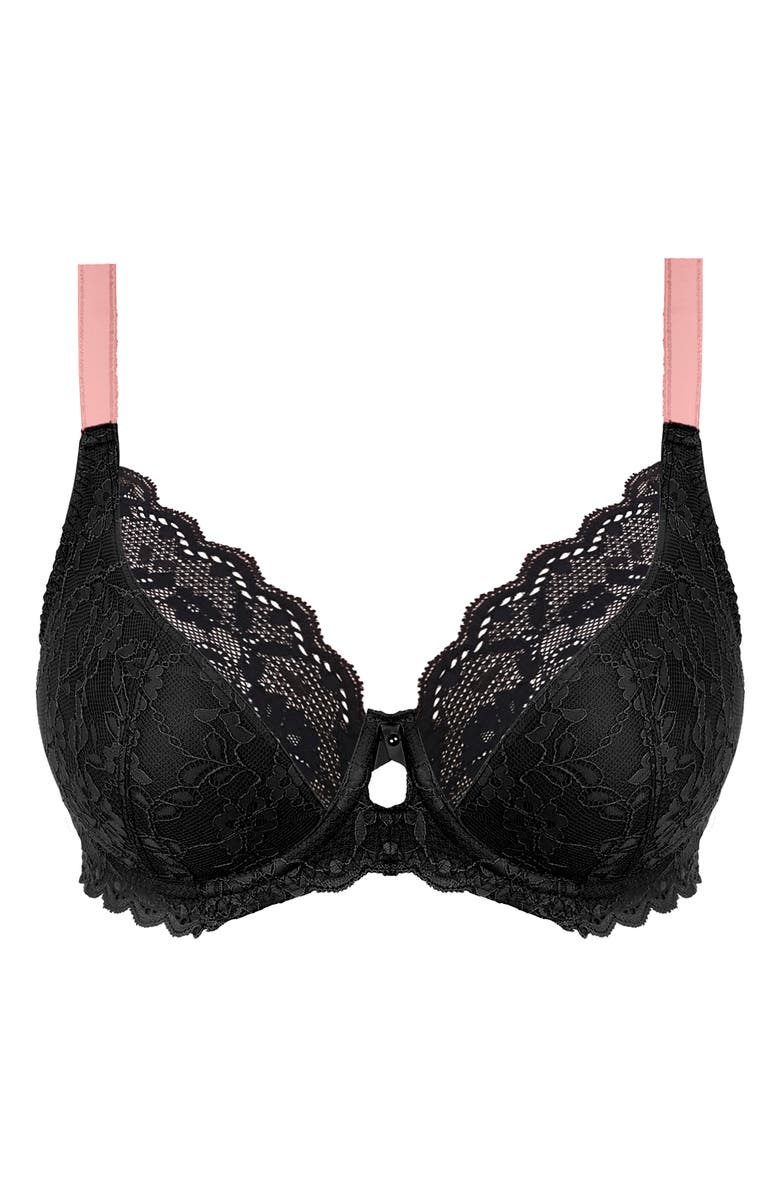 Freya Offbeat Underwire Plunge Bra, Alternate, color, Black