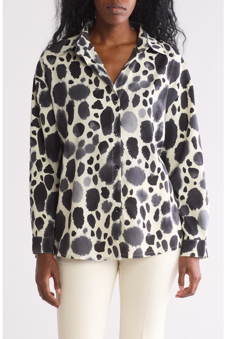 Oversize Button-Up Shirt, Main, color, GREY