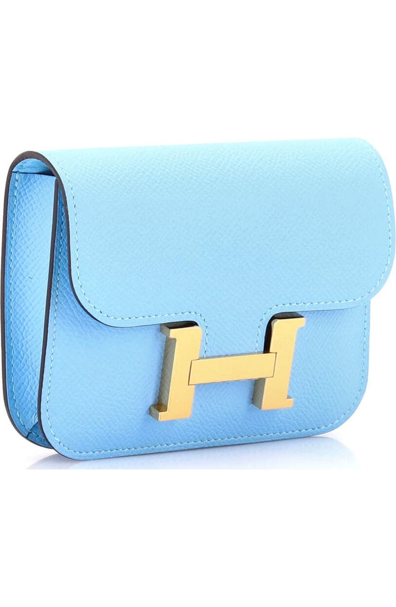 Pre-Owned Hermes Constance Slim Wallet Epsom, Alternate, color, Celeste