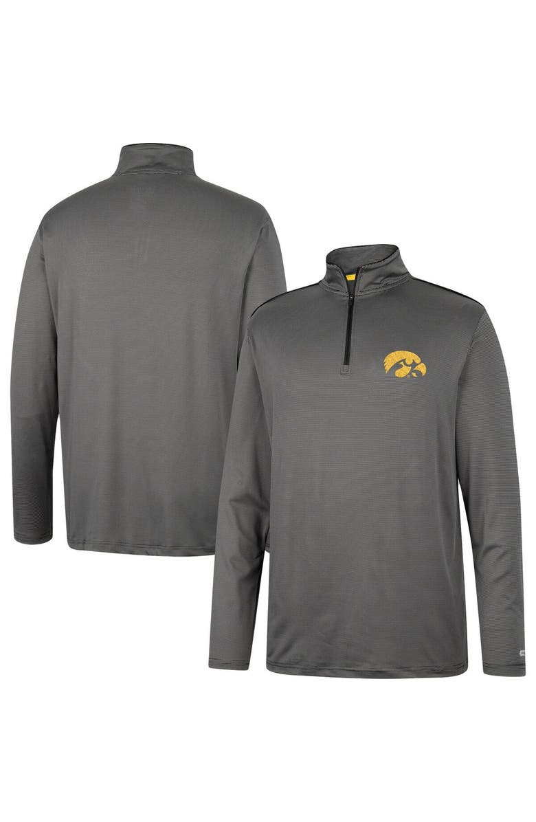 COLOSSEUM Men's Colosseum Charcoal Iowa Hawkeyes Logo Quarter-Zip Windshirt, Main, color, Charcoal