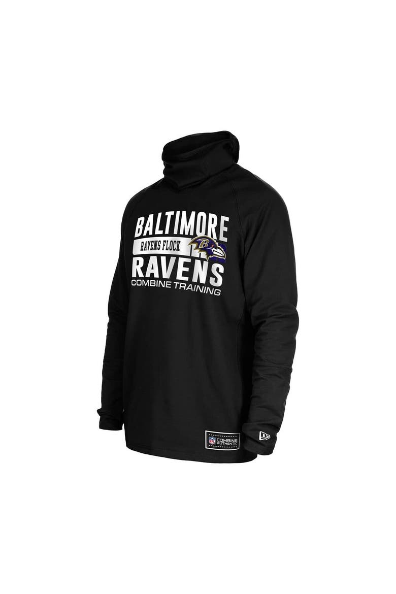 Men's New Era Black Baltimore Ravens Functional Fandom Balaclava Helmet Stripe Tri-Blend Hoodie, Alternate, color, Black
