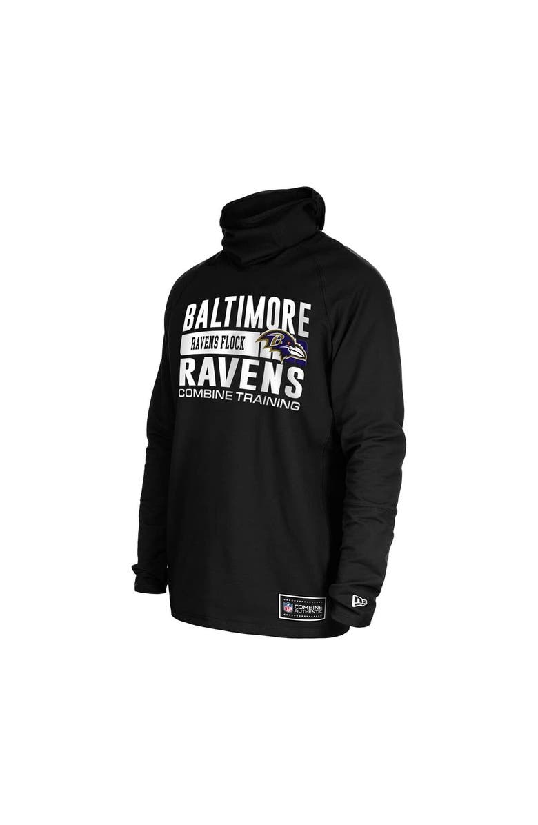 New Era Men's New Era Black Baltimore Ravens Functional Fandom Balaclava Helmet Stripe Tri-Blend Hoodie, Alternate, color, Black