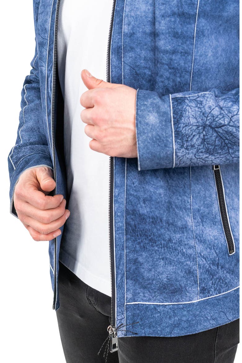 Denim Effect Suede Jacket, Alternate, color, BLUE