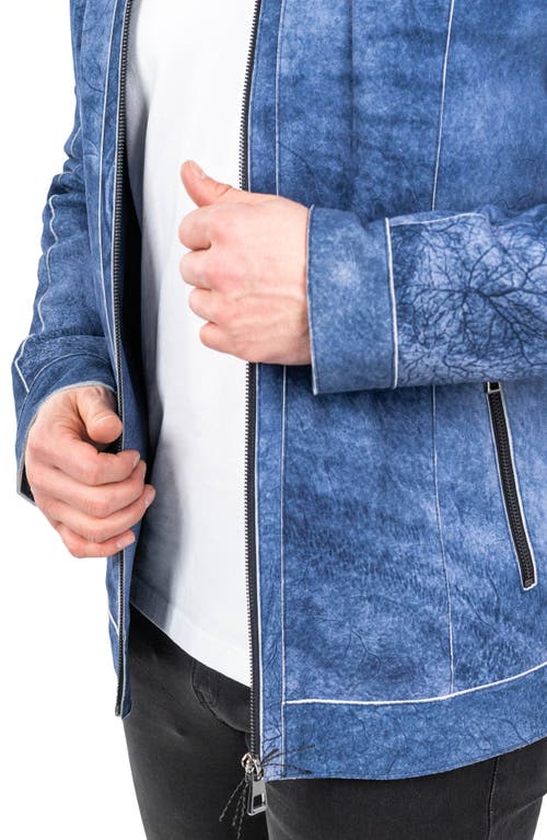 Maceoo Denim Effect Suede Jacket In Blue