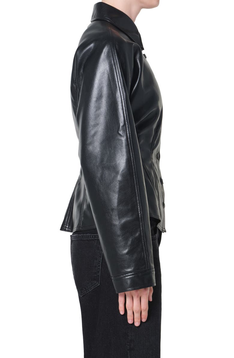 AGOLDE Devon Faux Leather Shirt, Alternate, color, Detox Black