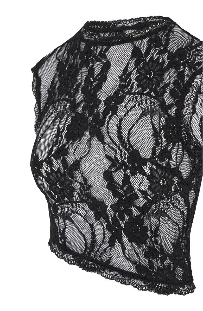 Manière De Voir Eugenie Lace Asymmetric Top, Alternate, color, Black