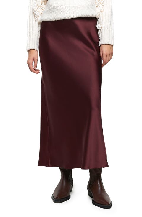 Easy Bias Cut Satin Maxi Skirt