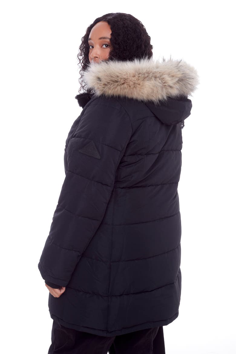 Aulavik Plus Size - Vegan Down Mid-length Hooded Parka Coat, Alternate, color, BLACK