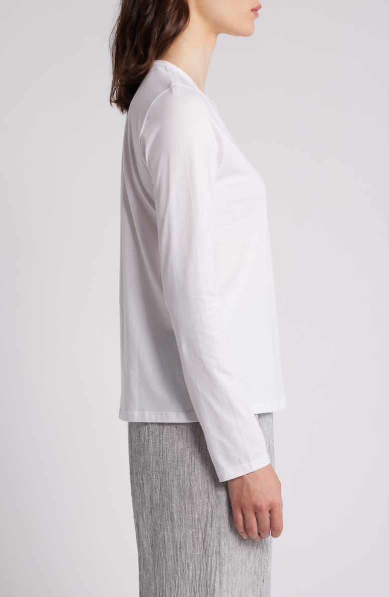 Eileen Fisher Long Sleeve Organic Cotton T-Shirt, Alternate, color, White