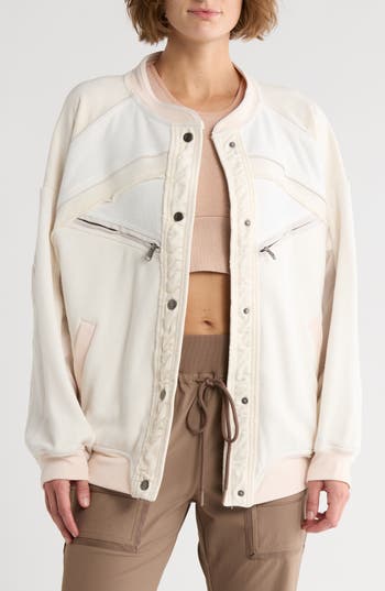 Free People Extra Winnings Bomber Jacket In Neutral