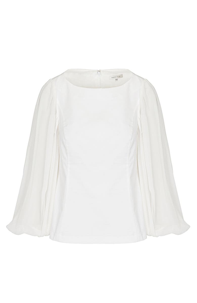 Rebecca Taylor Heavy Cotton Chintz Boat Neck Top, Alternate, color, Milk