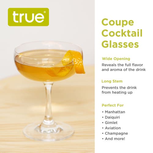 True 7 oz Coupe Glasses, Set Of 4 In Transparent