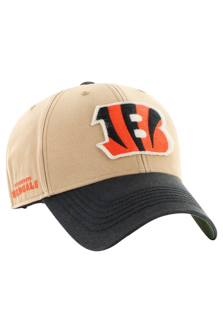 Men's '47 Khaki/Black Cincinnati Bengals Dusted Sedgwick MVP Adjustable Hat, Main, color, Khaki