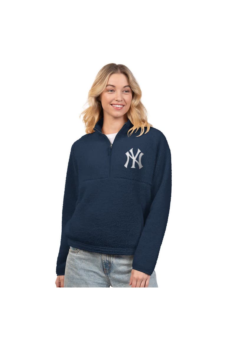 Women's G-III 4Her by Carl Banks  Navy New York Yankees Everst Sherpa Half-Zip Pullover, Alternate, color, Navy