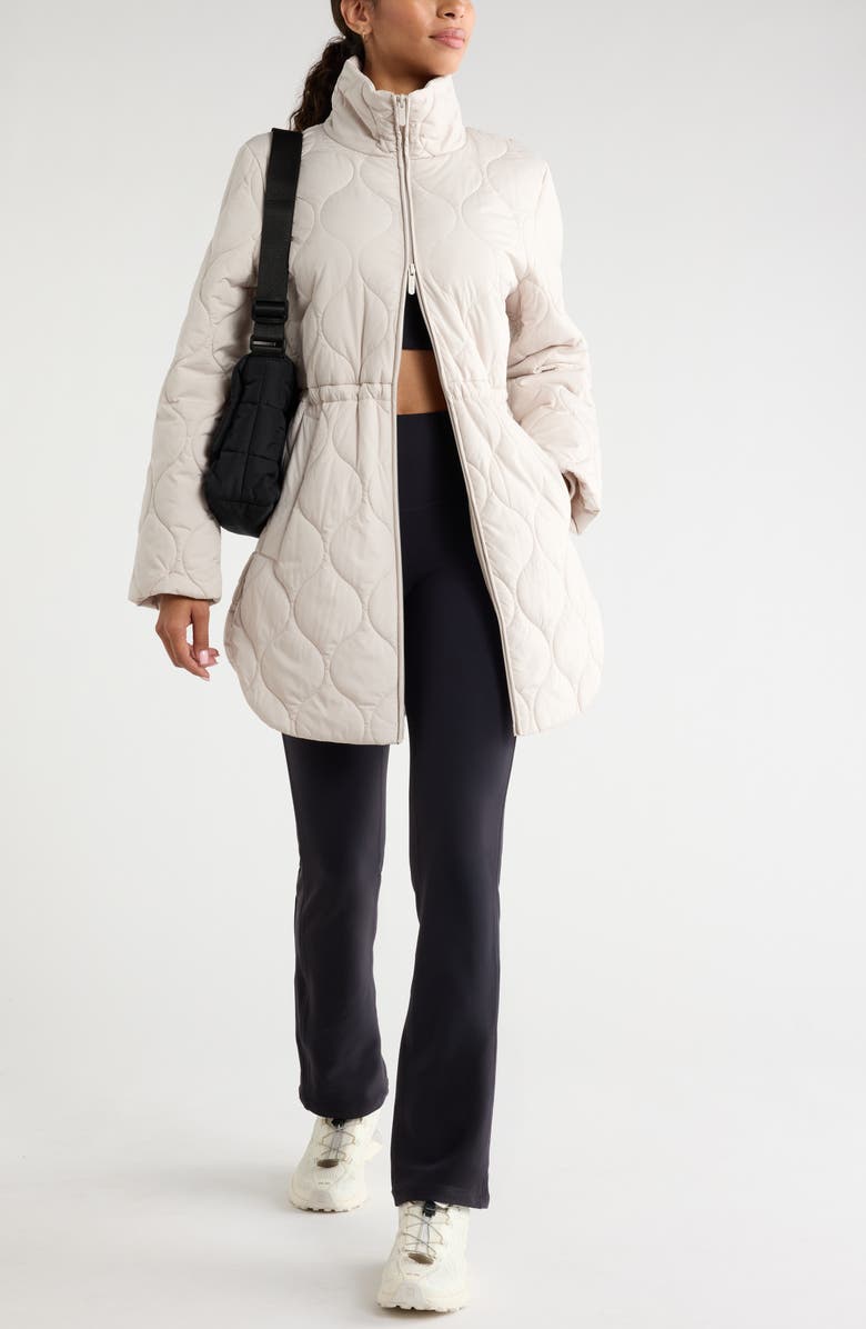 Zella Skyline Longline Quilted Jacket, Alternate, color, Grey Moonbeam