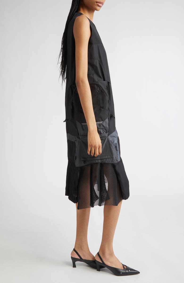 Junya Watanabe Nylon Ripstop & Double Raschel Midi Dress, Alternate, color,