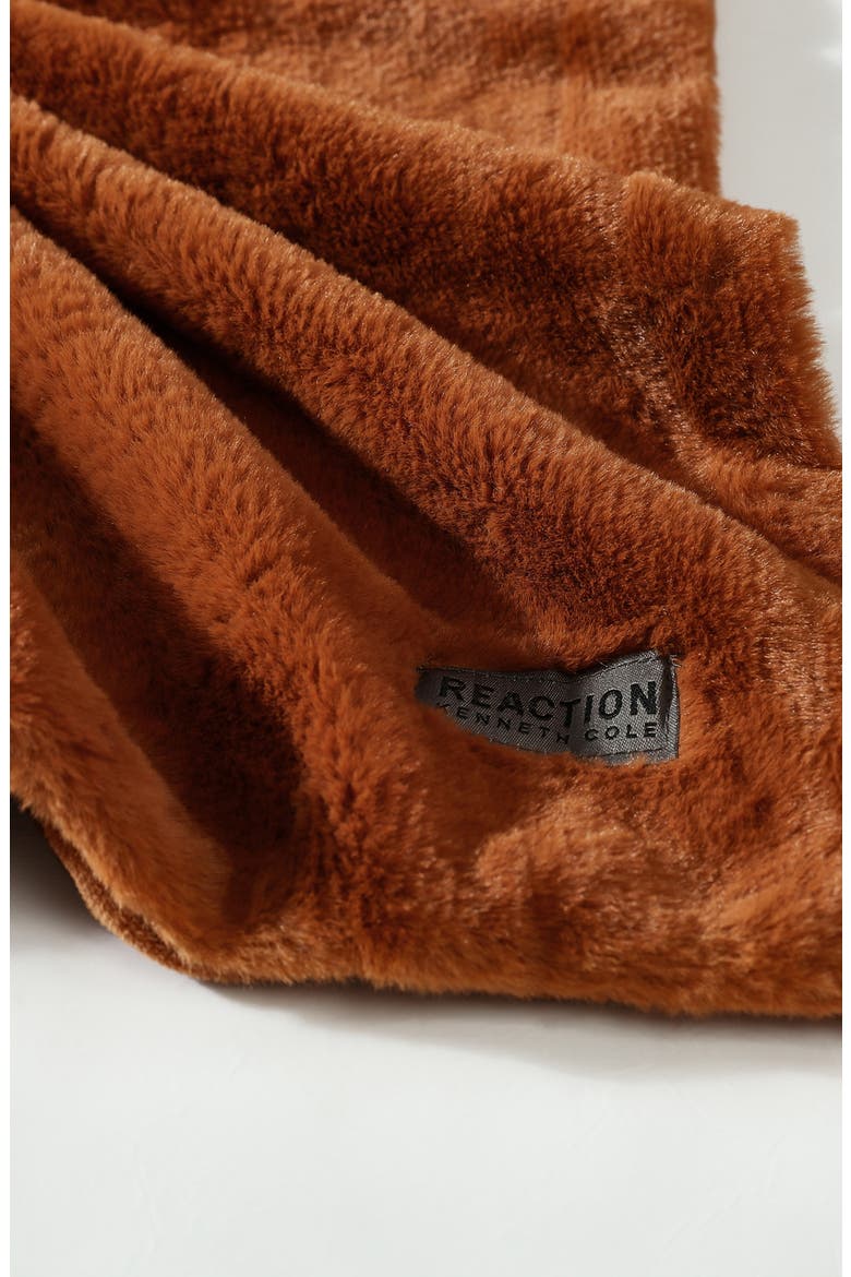 Faux Fur Reversible Throw, Alternate, color, GINGER ORANGE