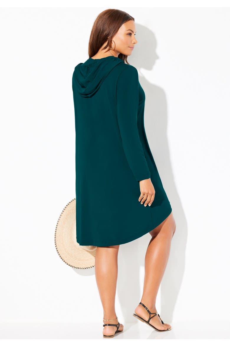 Pack & Go Wrinkle Resistant Cover Up Hoodie Dress, Alternate, color, Mediterranean